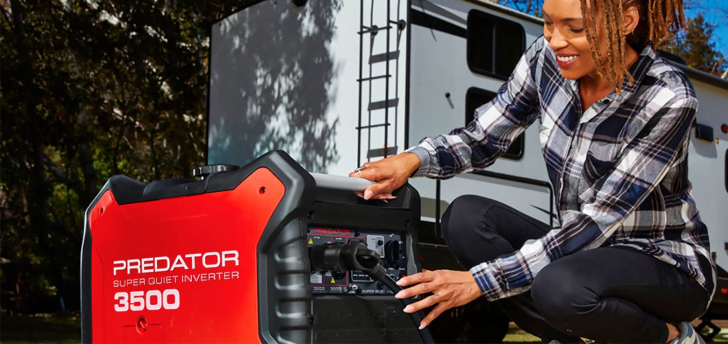 Predator 3500 inverter generator with its control panel visible